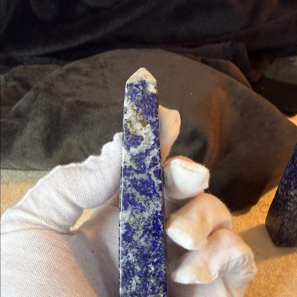 Bundle of 2 Earth Mined Polished Lapis Lazuli Points 3”-3.75” - Picture 6 of 11